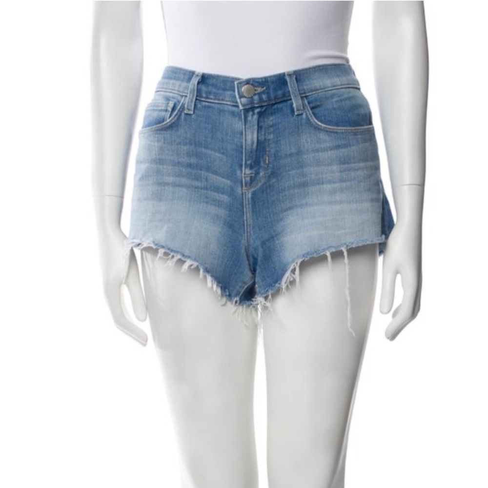 L'AGENCE Blue Jean Shorts Distressed High-Waisted